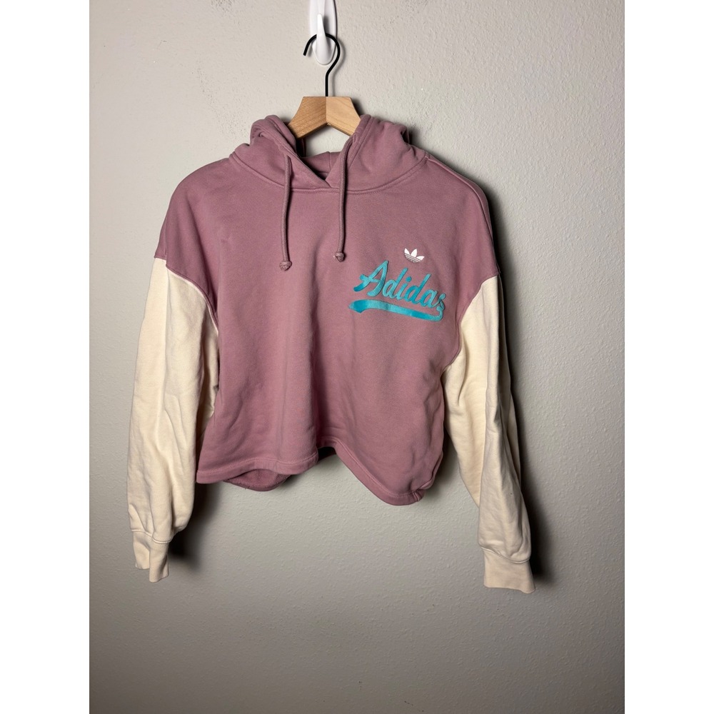 Adidas Originals Modern B-Ball Cropped Hoodie Magic Mauve Off White Medium